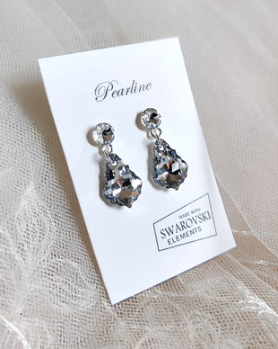 Cercei argint 925 cristale picaturi Swarovski argintii