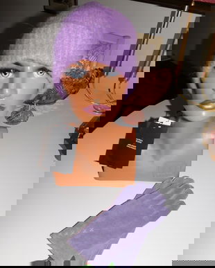 Set deosebit caciulita  alpaca  cu manusi piele   naturala  , etichete atasate