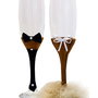 Set 2 pahare miri decorate cu pene maro