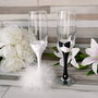 Set 2 pahare miri decorate cu pene albe