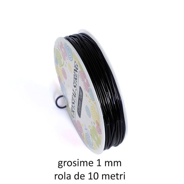 Rola de guta elastica, neagra, 1 mm, 10 metri, GWM-02