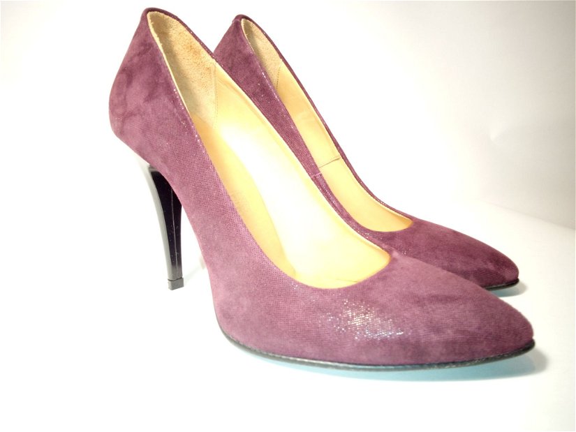 Pantofi piele naturala stiletto culoare purpura(visina-pruna ) Nr . 36