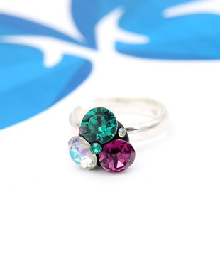 Inel reglabil Swarovski Trio Chaton / Argint 925