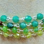 Bratara argint X4 peridot jad agat lant degrade boho chic nuante verde - Transport gratuit