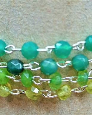 Bratara argint X4 peridot jad agat lant degrade boho chic nuante verde - Transport gratuit