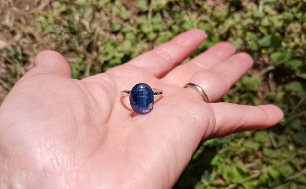 Inel Kianit si Argint 925 - IN1189 - Inel albastru reglabil, inel pietre semipretioase, cristale vindecatoare, inel delicat, cadou prietena, cadou iubita, cadou sotie, inel cadou, cristaloterapie