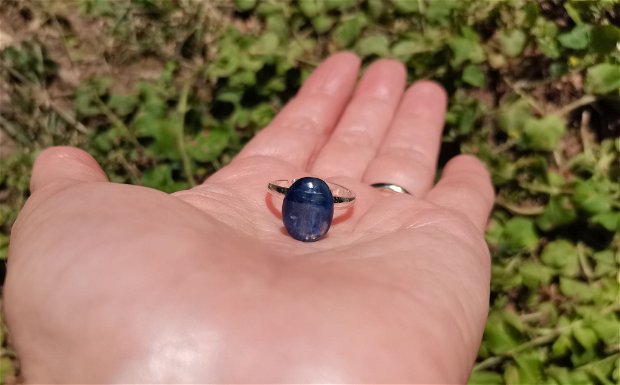 Inel Kianit si Argint 925 - IN1189 - Inel albastru reglabil, inel pietre semipretioase, cristale vindecatoare, inel delicat, cadou prietena, cadou iubita, cadou sotie, inel cadou, cristaloterapie