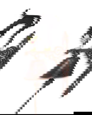 Clopot din fonta pentru usa cu o pisica