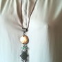 Colier boho lung cu pandantiv antichizat si margele lampwork