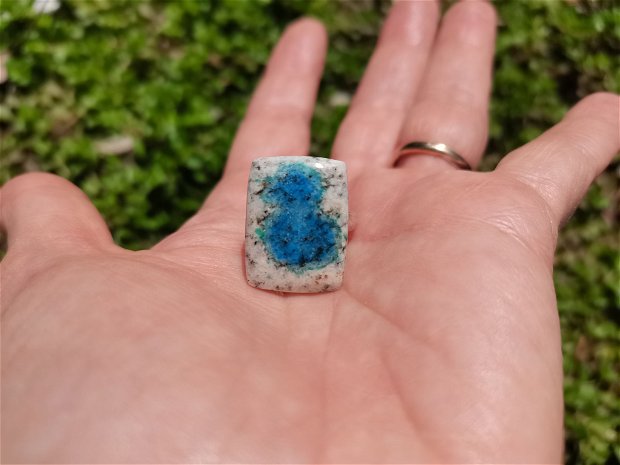 Inel Azurit in granit / Jasp K2 si Argint 925 - IN1164 - Inel albastru reglabil, inel cadou, bijuterii cadou, cadou romantic, inel pietre semipretioase, cristale vindecatoare
