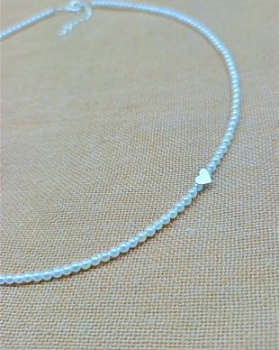 Colier argint perle din scoica/mother of pearl inima argint minimalist clasic - Transport gratuit
