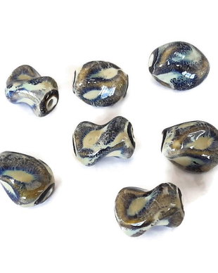 Margele portelan glazurat, nisipiu albastru  21x15mm		MG.0196