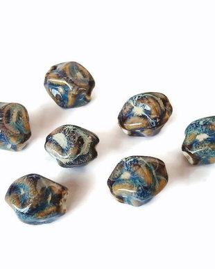 Margele portelan glazurat, nisipiu albastru  17x14mm		MG.0197