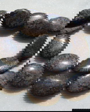 Colier jasper de lungime aprox 47.5 cm - format din 17 bucati margele ovale usor rasucite de aprox 6x18x24-25 mm