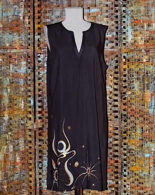 Rochie gri, pictata manual, unicat