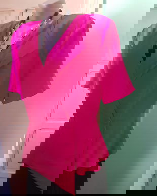 Sacou vintage style, cu peplum, ciclam