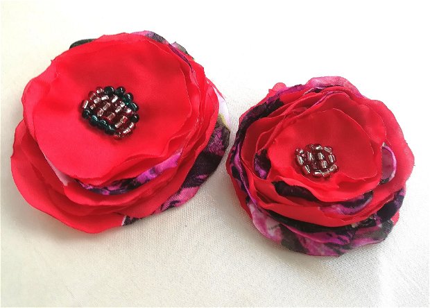 Set brose flori rosii flamenco