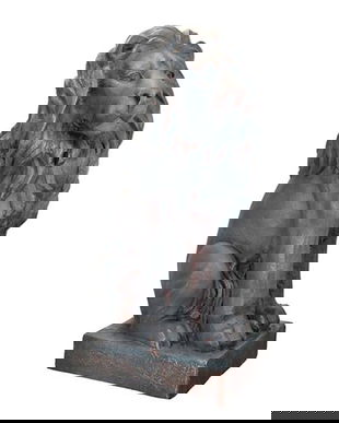 Leu sezand- statueta neagra din rasini(dreapta)