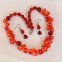 SET~LITTLE RED WINGS~coral,murano,lampwork,jad,toho,accesorii argintii si inox