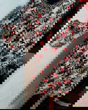 Bluza lunga din voal cu maneci ample