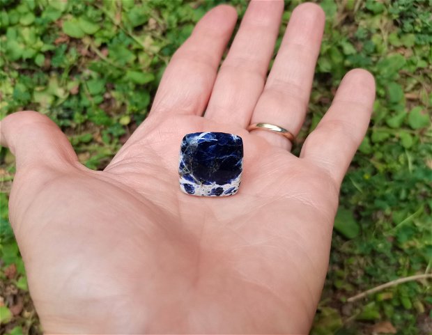 Inel Sodalit si Argint 925 - IN1190 - Inel albastru reglabil, cadou sotie, cadou iubita, inel cadou, bijuterii sodalit, cristale vindecatoare