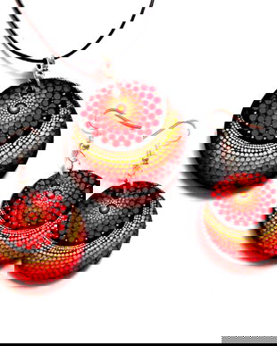 set bijuterii lemn cu mandala 43100