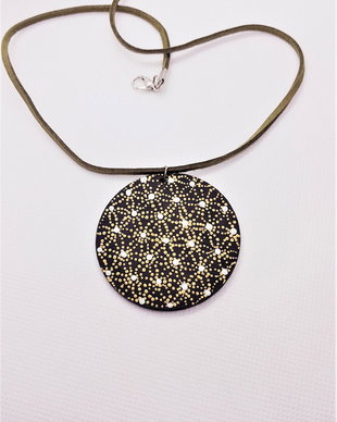 Colier boho style cu pandativ pictat manual - floarea vietii