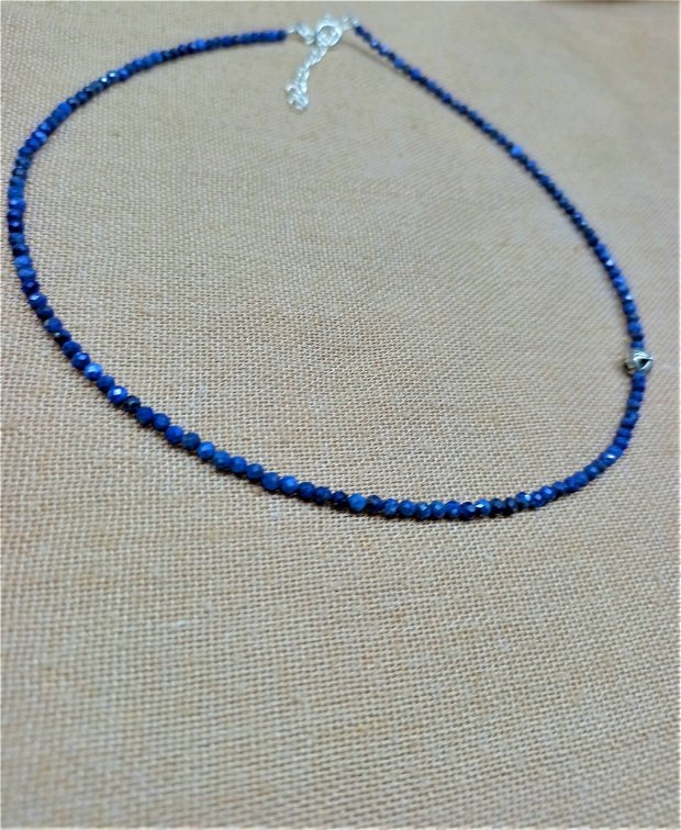 Colier argint lapis lazuli minimalist clasic asimetric - Transport gratuit