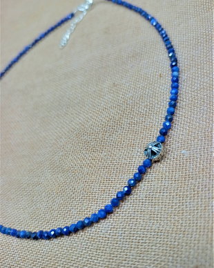 Colier argint lapis lazuli minimalist clasic asimetric - Transport gratuit