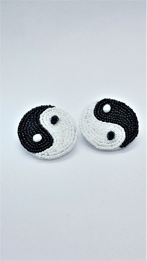 Cercei rotunzi cu clips - Yin & Yang