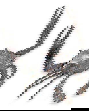 Crab-statueta thailandeza din bronz