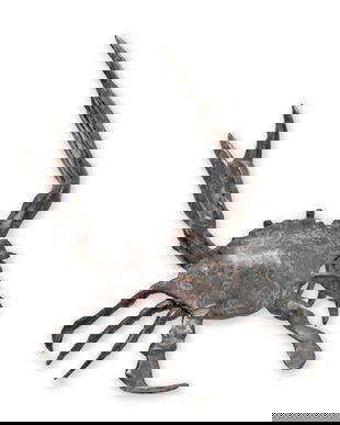 Crab-statueta thailandeza din bronz