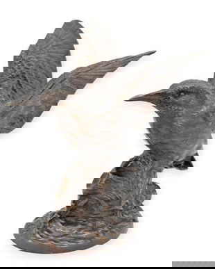 Pescarus albastru- statueta thailandeza din bronz