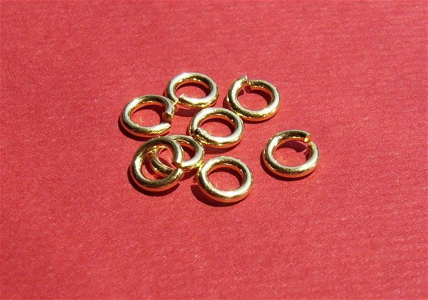 (10 bucati) Zale NESUDATE - ZNS2 -  din argint .925 placat cu aur de diametru aprox 5 mm, grosime aprox 0.8 mm