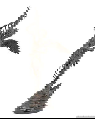 Cupidon cu arcul-statueta din bronz cu un soclu din marmura