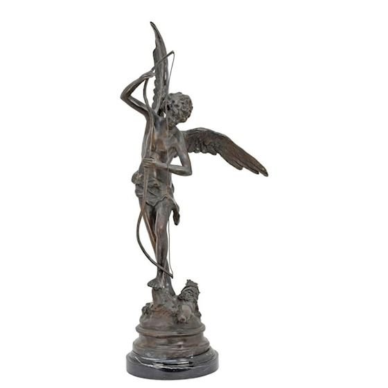 Cupidon cu arcul-statueta din bronz cu un soclu din marmura