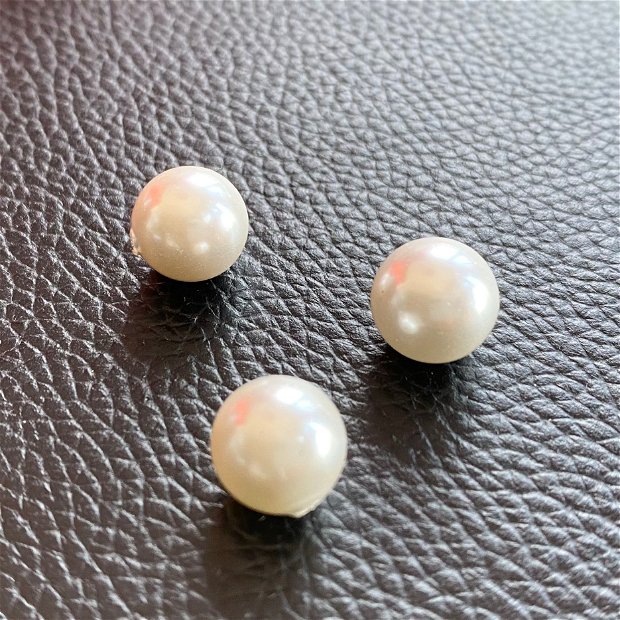 Perle seashell semigaurite, Creamy White, 10 mm(SHELL-Q008) - 1 buc