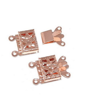 Inchizatoare din otel inoxidabil cu clema, rose gold, 15x10 mm