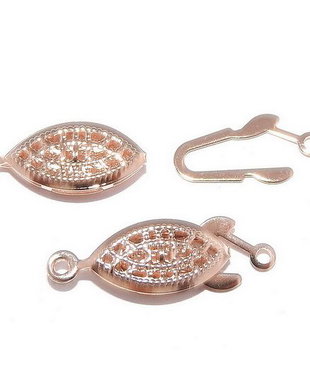 Inchizatoare din otel inoxidabil cu clema, rose gold, 21.5x7 mm