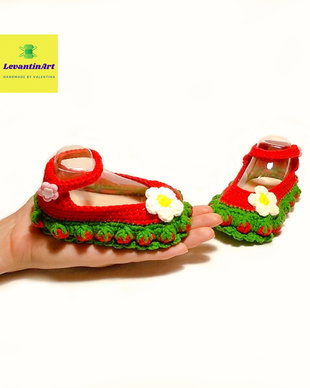 Capsunica - Botosei balerini pentru bebe fetita 8 luni/ 12 cm. Botosei pentru fetite handmade