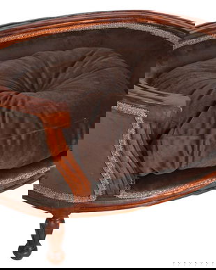 Canapea pentru caine din lemn mahon cu tapiterie maro