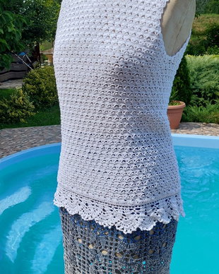 Bluza top alb croșetat manual