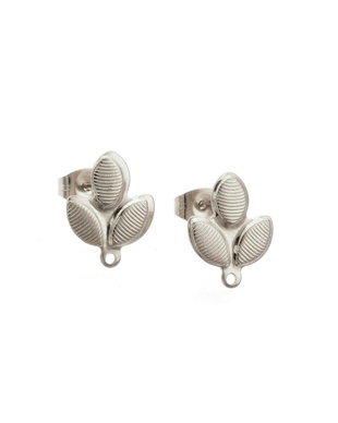Tortite cercei frunza gravata, inox 14x11mm  IN.0107