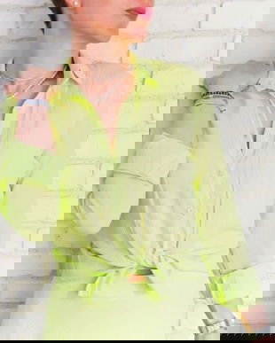 Camasa Dama Panza Topita Verde Neon