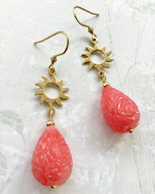 Cercei Vintage coral portocaliu
