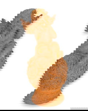 Ingeras pe o minge-statueta din fonta antichizata