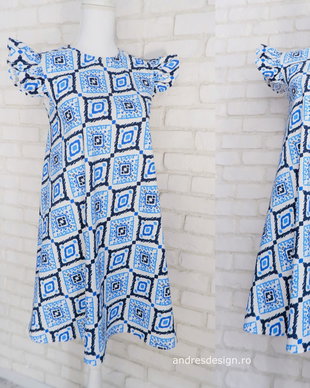 Rochie Gravide Panza Albastru cu Alb
