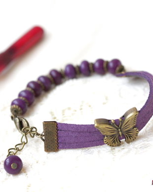 Bratara cu fluturas si jad violet