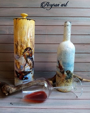 Set cadou ,, VANATOARE,, Cutie +sticla de vin