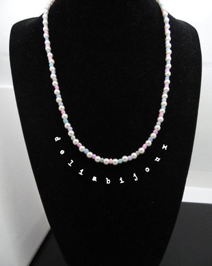 Colier handmade unicat - margele de nisip si perla de plastic (cod837)